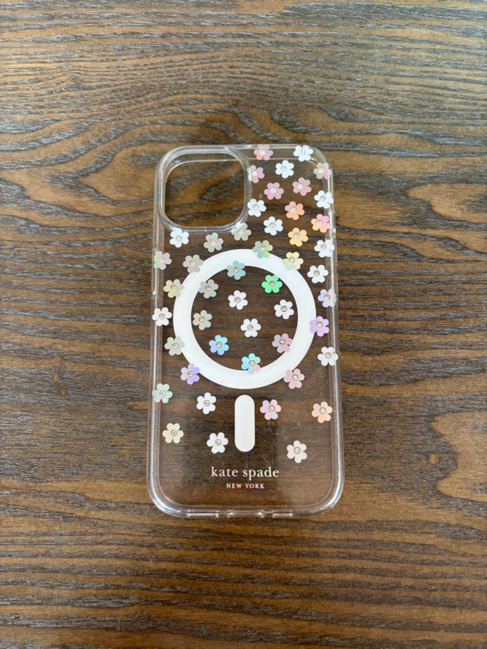 kate spade New York Clear Floral MagSafe iPhone Case - Iridescent White Flowers